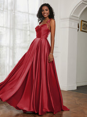 Cowl Neck A-Line Dress With Slit Burgundy Plus Size