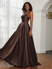 Cowl Neck A-Line Dress With Slit Chocolate Plus Size