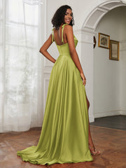 Cowl Neck A-Line Dress With Slit Clover Plus Size