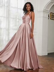 Cowl Neck A-Line Dress With Slit Dusty Rose Plus Size