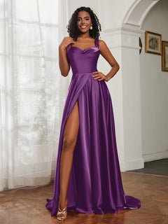 Cowl Neck A-Line Dress With Slit Grape Plus Size