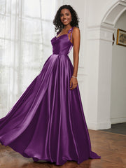 Cowl Neck A-Line Dress With Slit Grape