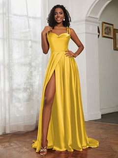Cowl Neck A-Line Dress With Slit Marigold