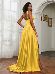 Cowl Neck A-Line Dress With Slit Marigold Plus Size