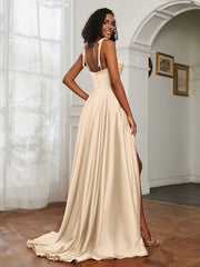 Cowl Neck A-Line Dress With Slit Peach Plus Size