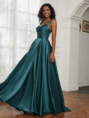 Cowl Neck A-Line Dress With Slit Peacock Plus Size