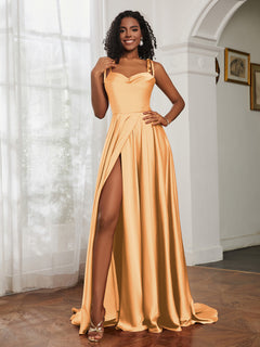 Cowl Neck A-Line Dress With Slit Tangerine Plus Size