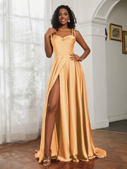 Cowl Neck A-Line Dress With Slit Tangerine