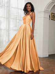Cowl Neck A-Line Dress With Slit Tangerine Plus Size