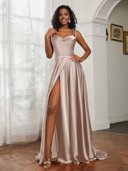 Cowl Neck A-Line Dress With Slit Taupe