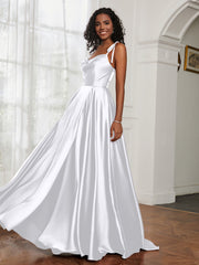 Cowl Neck A-Line Dress With Slit White