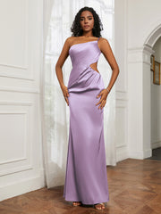 One Shoulder Pleated Floor-Length Dress Lilac Plus Size