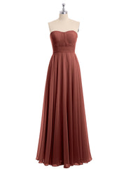 Strapless Chiffon Pleated Bridesmaid Gowns Terracotta Plus Size