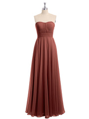 Strapless Chiffon Pleated Bridesmaid Gowns Terracotta
