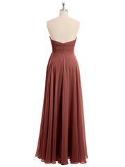 Strapless Chiffon Pleated Bridesmaid Gowns Terracotta Plus Size