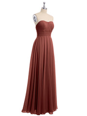 Strapless Chiffon Pleated Bridesmaid Gowns Terracotta Plus Size