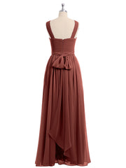 Cross Front Chiffon Long Dress with Bow Terracotta