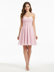 Strapless Sweetheart Neck Short Bridesmaid Gown Candy Pink
