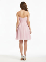 Strapless Sweetheart Neck Short Bridesmaid Gown Candy Pink