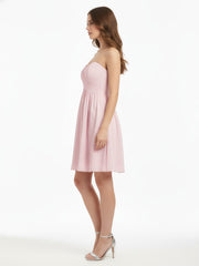 Strapless Sweetheart Neck Short Bridesmaid Gown Candy Pink
