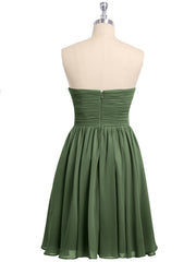 Strapless Sweetheart Neck Short Bridesmaid Gown Olive Green Plus Size