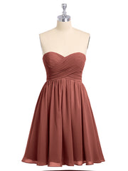 Strapless Sweetheart Neck Short Bridesmaid Gown Terracotta