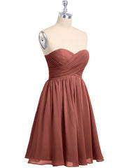 Strapless Sweetheart Neck Short Bridesmaid Gown Terracotta