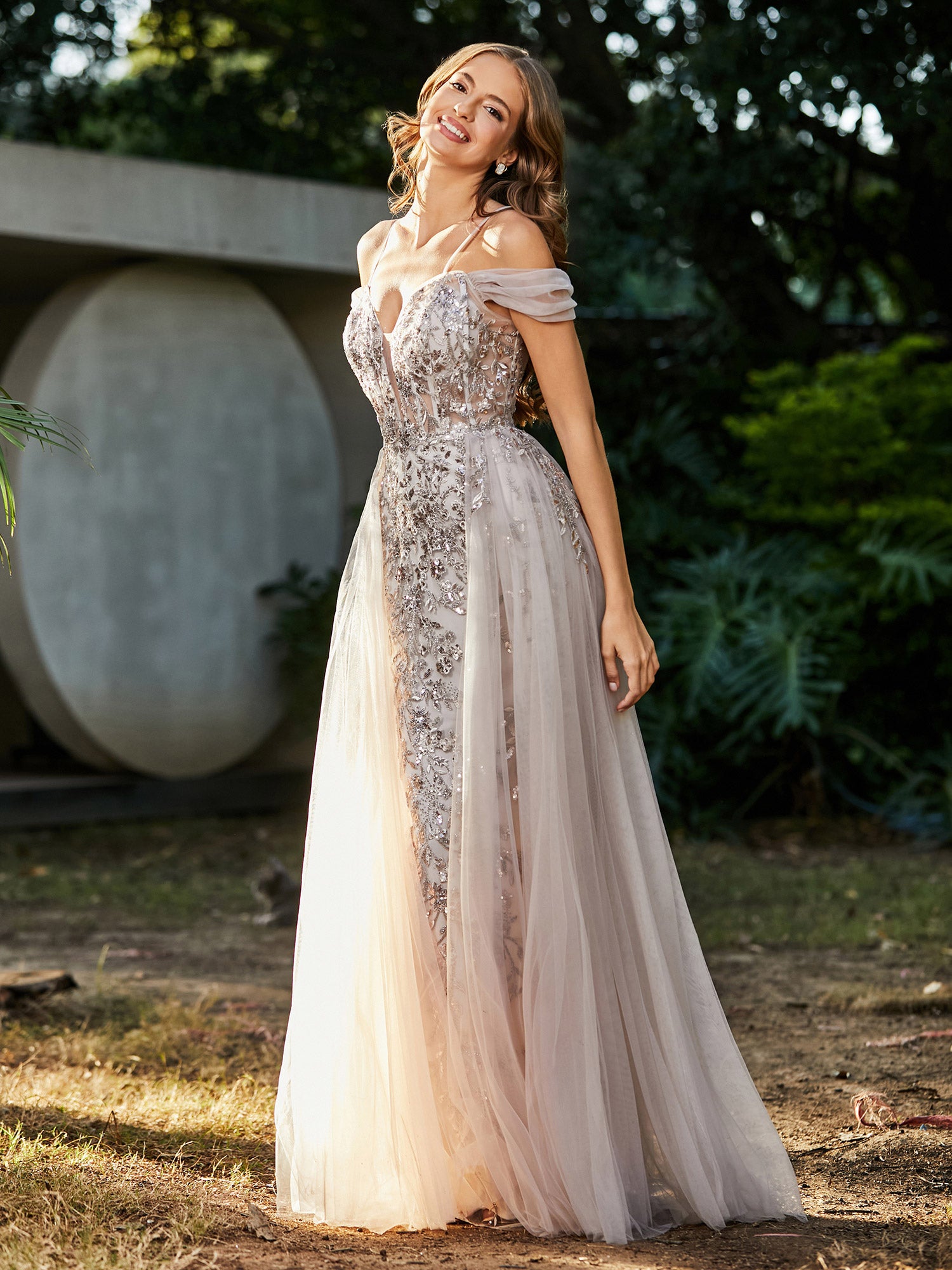 Coco Off Shoulder Tulle Gown