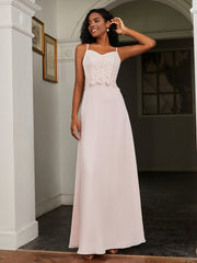 Lace Appliqued  Backless Chiffon A-Line Dress Blushing Pink Plus Size