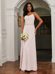 Lace Appliqued  Backless Chiffon A-Line Dress Blushing Pink Plus Size