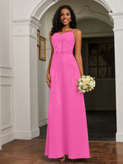 Lace Appliqued  Backless Chiffon A-Line Dress Azalea