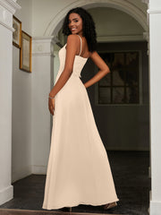Lace Appliqued  Backless Chiffon A-Line Dress Champagne