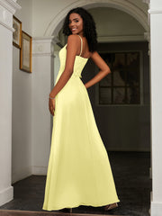 Lace Appliqued  Backless Chiffon A-Line Dress Daffodil