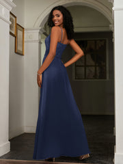 Lace Appliqued  Backless Chiffon A-Line Dress Dark Navy Plus Size