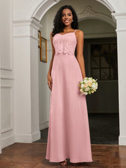 Lace Appliqued  Backless Chiffon A-Line Dress Dusty Rose Plus Size