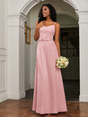 Lace Appliqued  Backless Chiffon A-Line Dress Dusty Rose Plus Size
