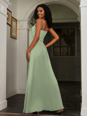 Lace Appliqued  Backless Chiffon A-Line Dress Dusty Sage Plus Size