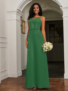 Lace Appliqued  Backless Chiffon A-Line Dress Emerald Plus Size