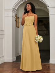 Lace Appliqued  Backless Chiffon A-Line Dress Gold Plus Size