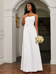 Lace Appliqued  Backless Chiffon A-Line Dress Ivory Plus Size