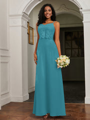 Lace Appliqued  Backless Chiffon A-Line Dress Jade