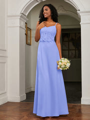 Lace Appliqued  Backless Chiffon A-Line Dress Lavender