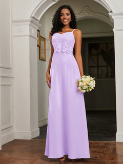 Lace Appliqued  Backless Chiffon A-Line Dress Lilac Plus Size