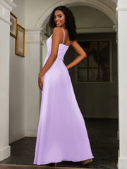 Lace Appliqued  Backless Chiffon A-Line Dress Lilac