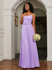 Lace Appliqued  Backless Chiffon A-Line Dress Lilac