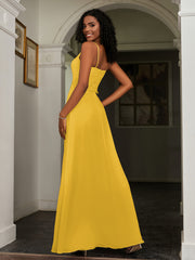 Lace Appliqued  Backless Chiffon A-Line Dress Marigold