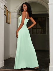 Lace Appliqued  Backless Chiffon A-Line Dress Mint Green