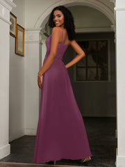 Lace Appliqued  Backless Chiffon A-Line Dress Mulberry