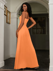 Lace Appliqued  Backless Chiffon A-Line Dress Orange