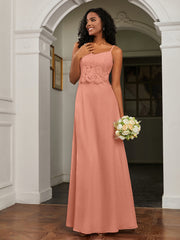 Lace Appliqued  Backless Chiffon A-Line Dress Papaya